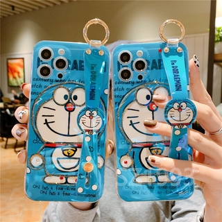Ốp Lưng Họa Tiết Doraemon Có Dây Đeo Đính Đá Thời Trang Cho Huawei Y9S P40 Pro P40 P30 Pro P30 Lite P30 P20 Pro P20