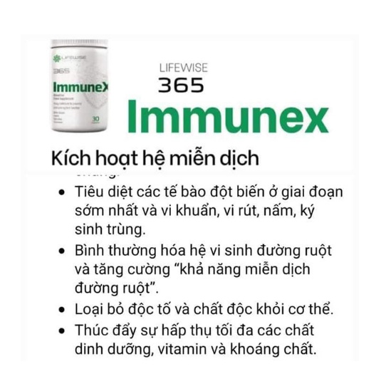 Lifewise 365 Immunex nâng cấp hệ thống miễn dịch