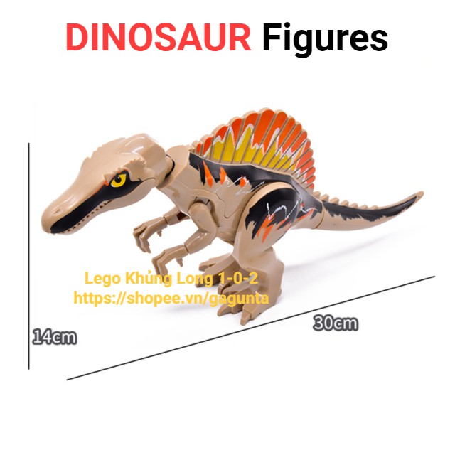 Lego Khủng Long Spinosaurus Màu Nâu Đen Dài 30cm x Cao 14cm Hãng Lele 2020