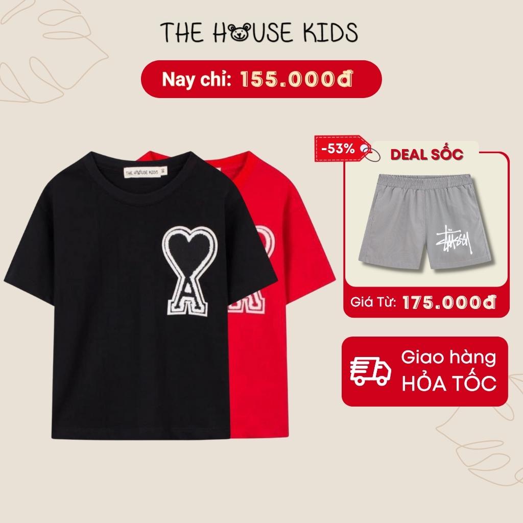 Áo phông cho bé trai THE HOUSE KIDS vải thun hoạ tiết trái tim chữ A