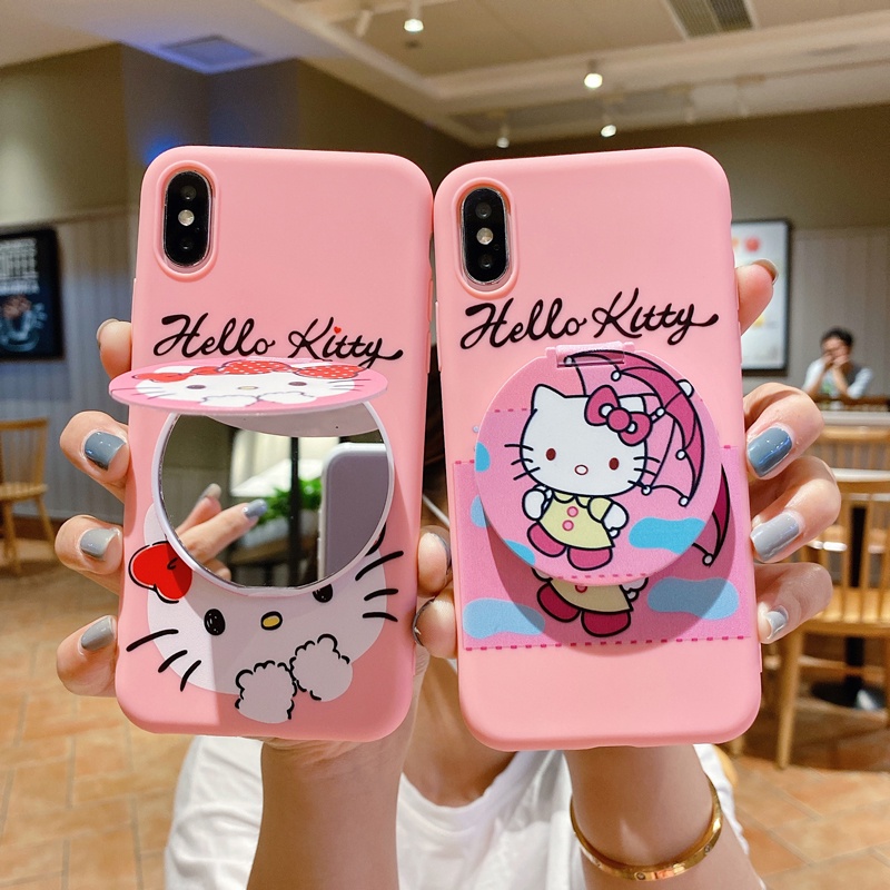 Ốp Điện Thoại Mềm Có Gương Kitty Cho Vivo Y12S Y20 Y30 V20Pro Y19 Y11 Y95 Y93 Y51 Y31 Y15 Y17 V15 S1 V11I V5 V9 Y81 Y95