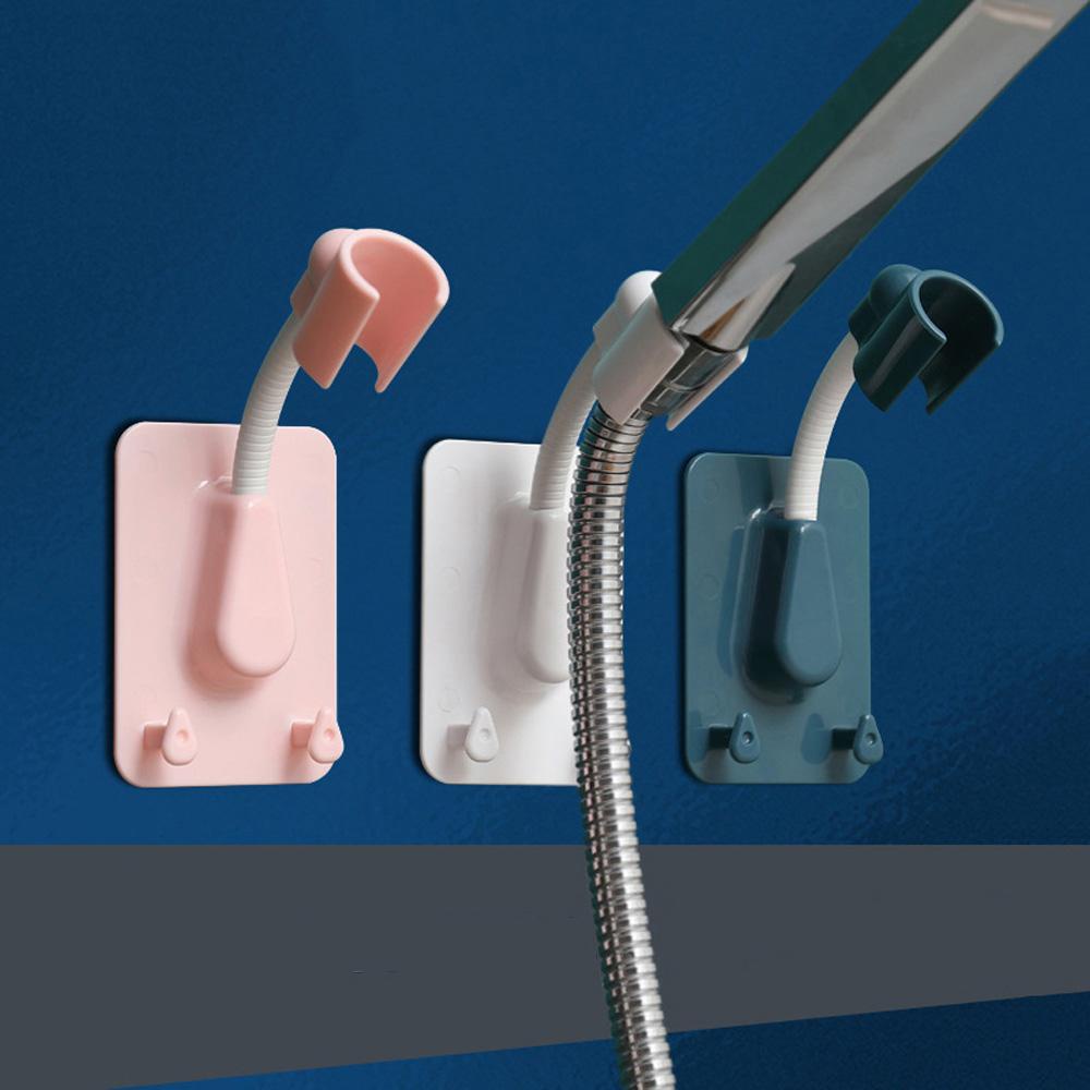Giá Đỡ Đầu Vòi Hoa Sen Gắn Tường Tự Dính Với 2 Móc Treo Tiện Dụng