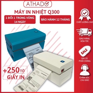 Máy in nhiệt Q300 in đơn hàng, tem mã vạch, hóa đơn, dùng giấy in nhiệt tự dính, BH 12th, tặng kèm 250 tờ giấy in 76*130