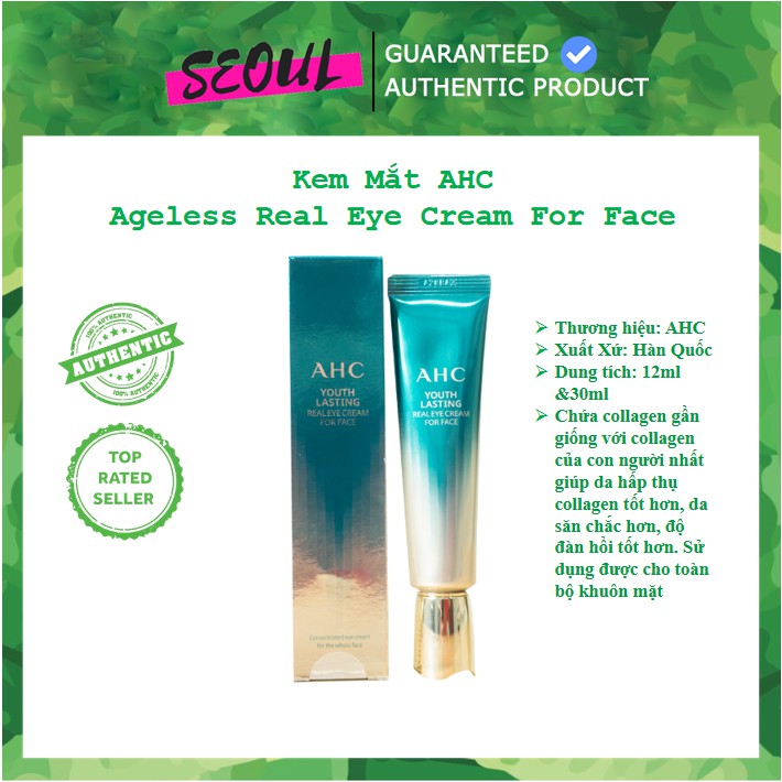 Kem Mắt AHC Ageless Real Eye Cream For Face 12ml &30ml Hàn Quốc