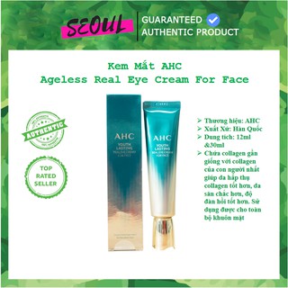 Kem Mắt AHC Ageless Real Eye Cream For Face 12ml &30ml Hàn Quốc