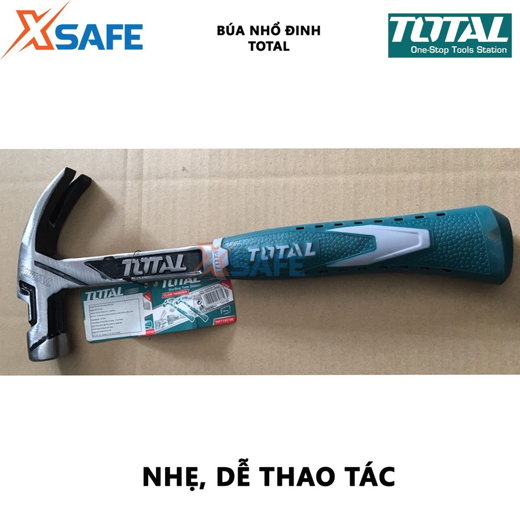 Búa nhổ đinh cầm tay mini TOTAL thép carbon 45, độ cứng vượt trội, chống oxi hóa cao - chính hãng - xsafe