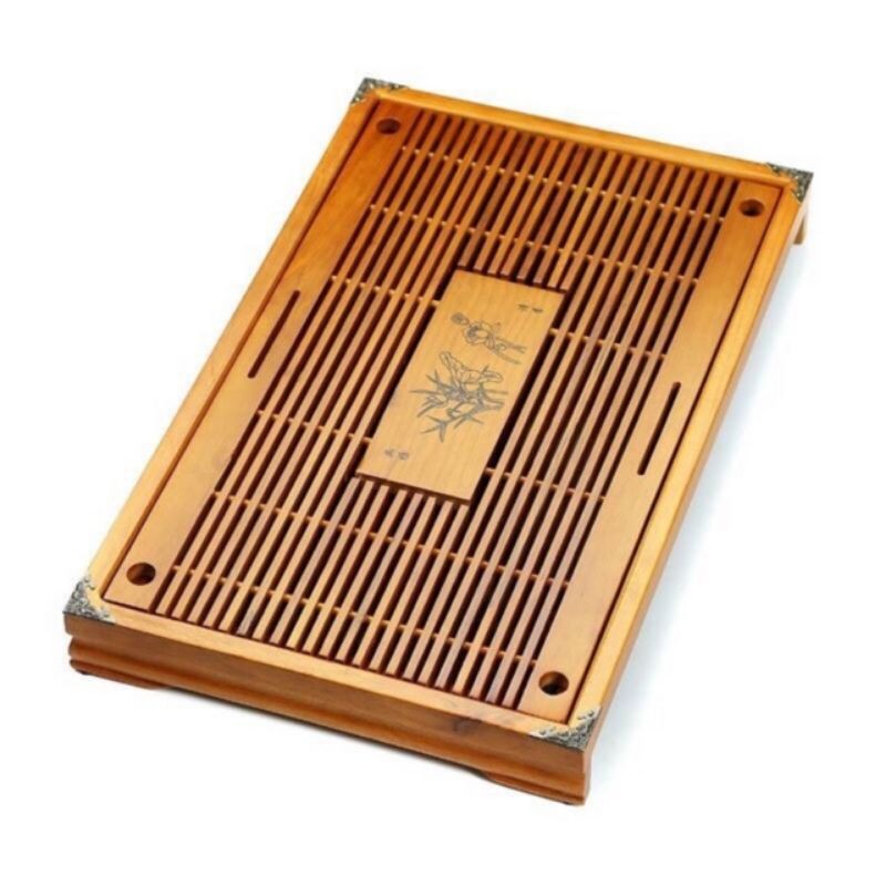 Khay trà gỗ nẹp đồng cỡ lớn