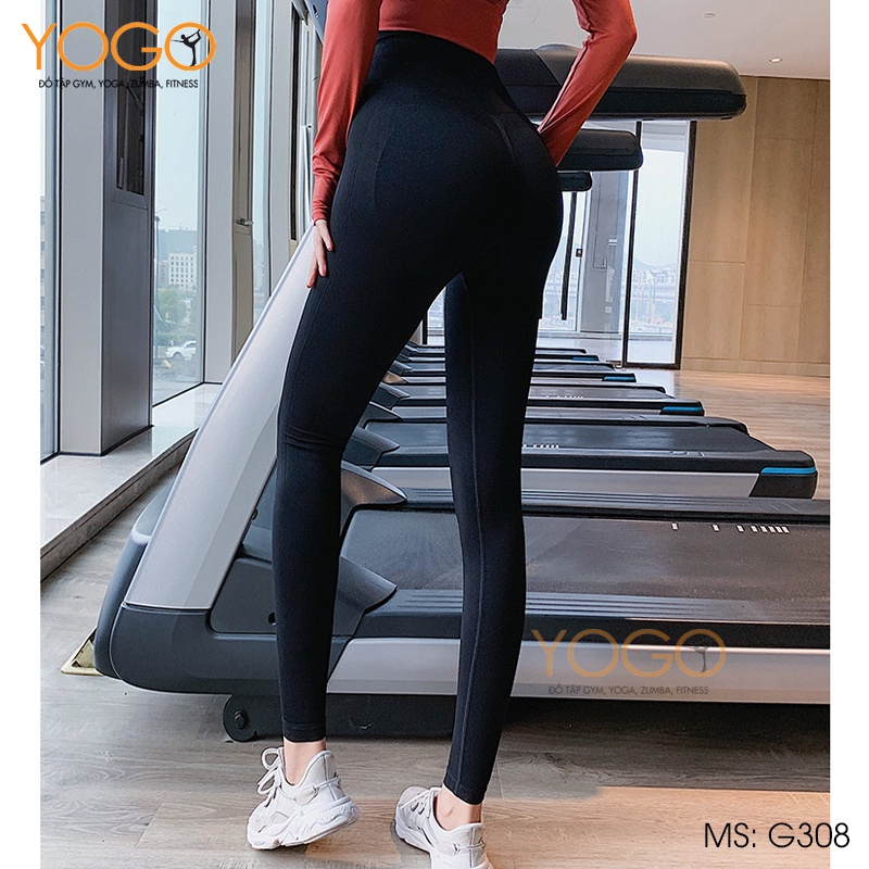 Quần legging tập gym quần thể thao nữ cạp cao nâng mông tôn dáng co giãn gen bụng định hình YOGO G308