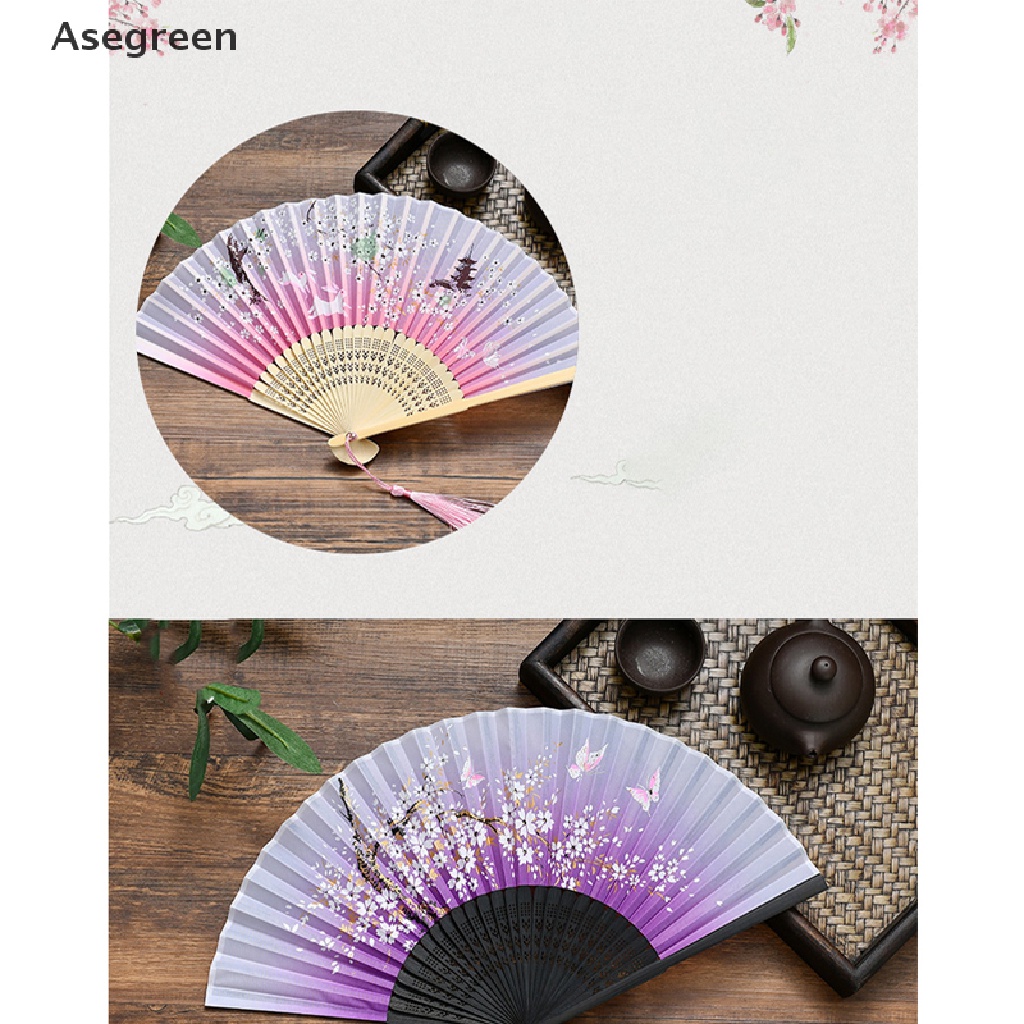 Quạt xếp cầm tay in họa tiết hoa phong cách Trung Hoa dùng làm đạo cụ chụp ảnh/ biểu diễn sân khấu