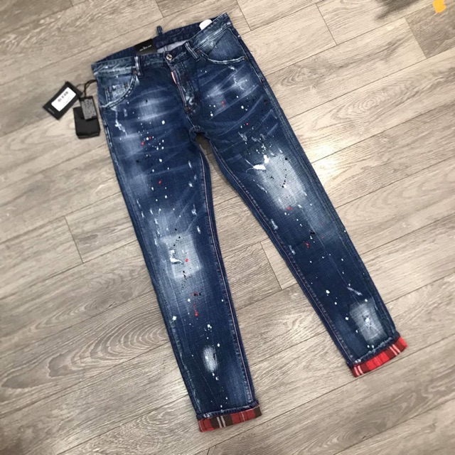 SALE (Chính Hãng) Sale 10.10 Sale QUẦN BÒ DSQ ỐNG CÔN BIKER- QUẦN BÒ NAM DSQ VÁ TÚI SPF. . Đẹp . New