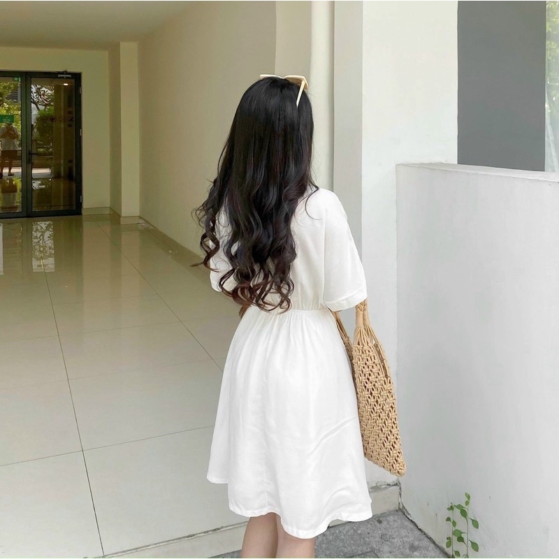 Đầm váy sơ mi thun eo 2 màu