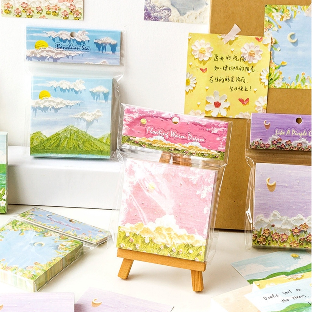 Tập 100 Tờ Giấy Note Ghi Chú Tranh Sơn Dầu  Trang Trí Sổ Tay, Nhật Ký, Bullet Journal MPGGC1