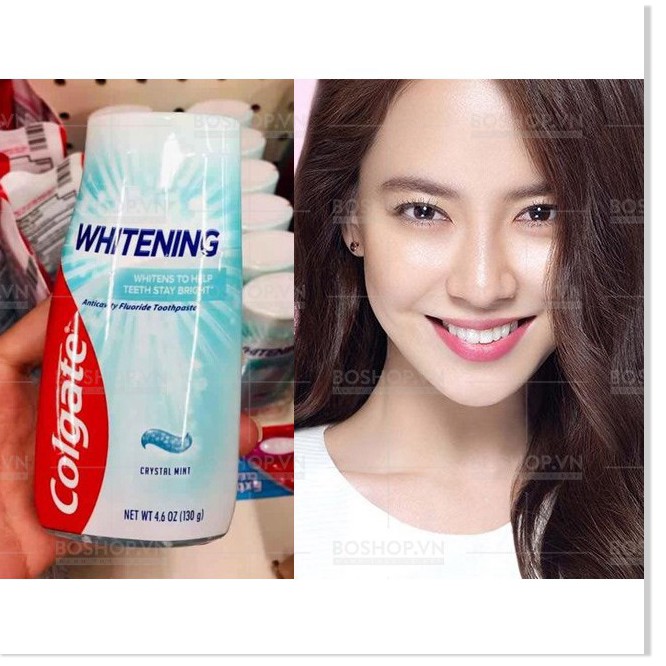 [Mã giảm giá mỹ phẩm chính hãng] Kem đánh răng Colgate Whitening trắng xanh Crystal Mint 130 g