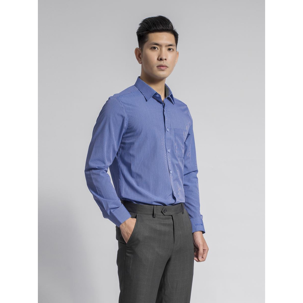 Áo Sơ Mi Nam Dài Tay ARISTINO ALS53808 Somi Công Sở Cao Cấp Màu Xanh Sọc Chấm Dọc Vải Sợi Tre Dáng Suông Có Túi | BigBuy360 - bigbuy360.vn