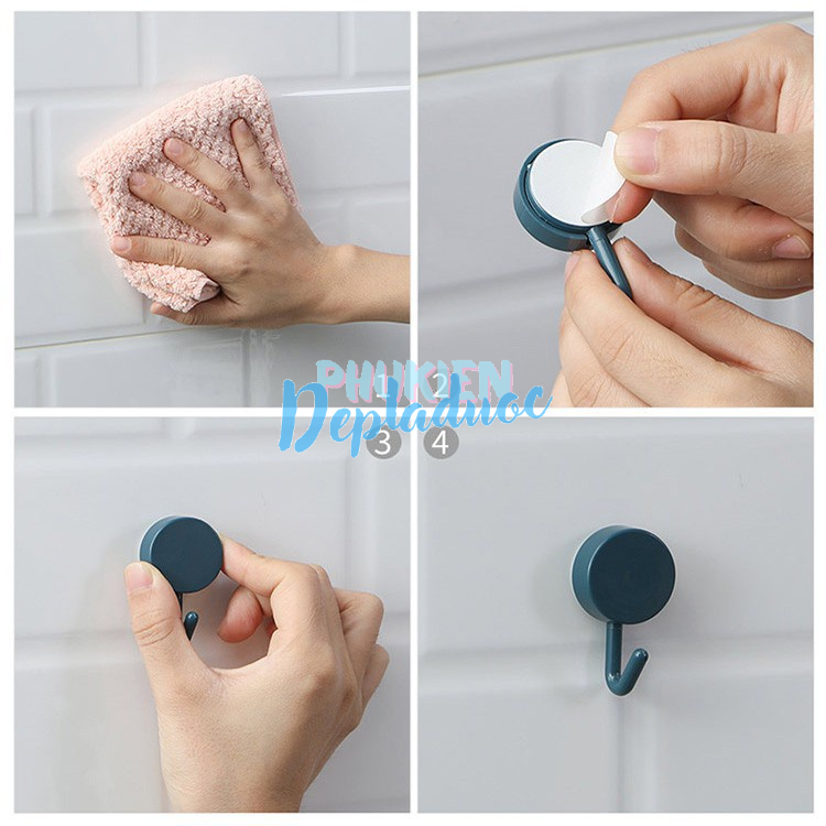 Móc Treo Đồ Tròn Dán Tường Đa Năng Gắn Trang Trí Nhà Cửa Nhiều Màu Sắc
