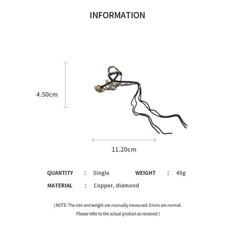 Kẹp tóc DREJEW tua rua phối hình hoa hồng bằng kim loại cao cấp cho nữ