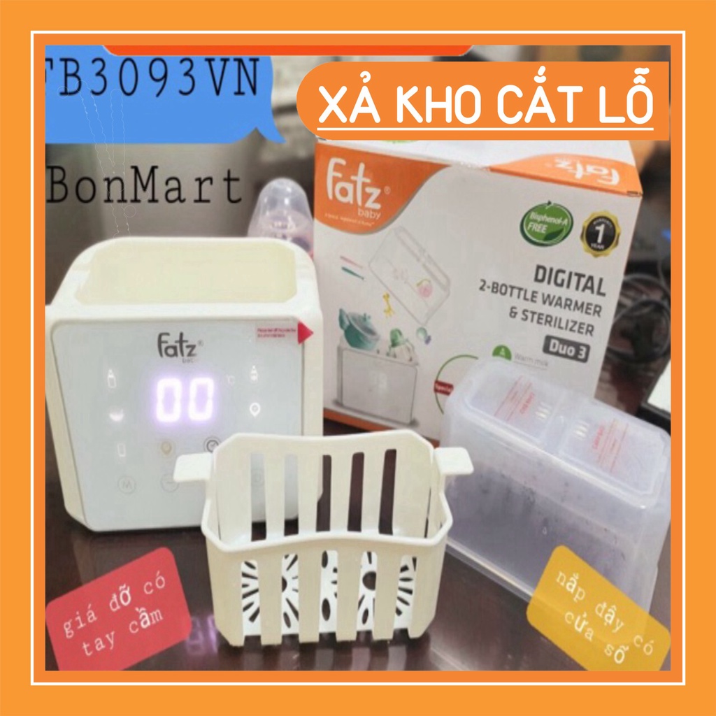 Máy tiệt trùng hâm sữa điện tử 2 bình sữa cổ rộng FatzBaby - Duo 3 - FB3093VN / FB3093 FLASH SALE