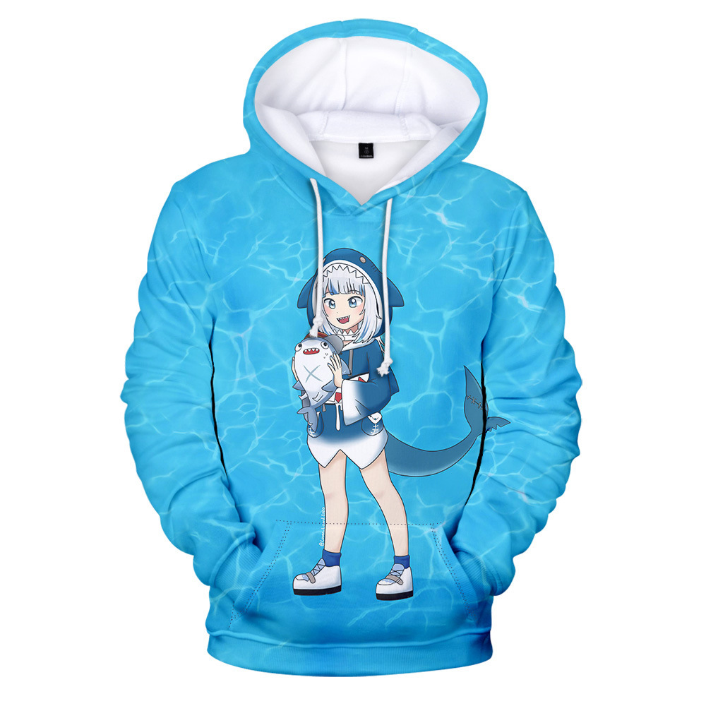 Áo hoodie dài tay dáng rộng in họa tiết Gawr Gura 3D thời trang 2021 dành cho nam và nữ | BigBuy360 - bigbuy360.vn