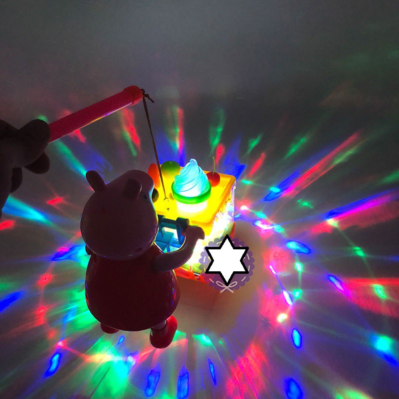 Lồng đèn trung thu heo Peppa Pig đẩy xe kem dùng pin có đèn nhạc