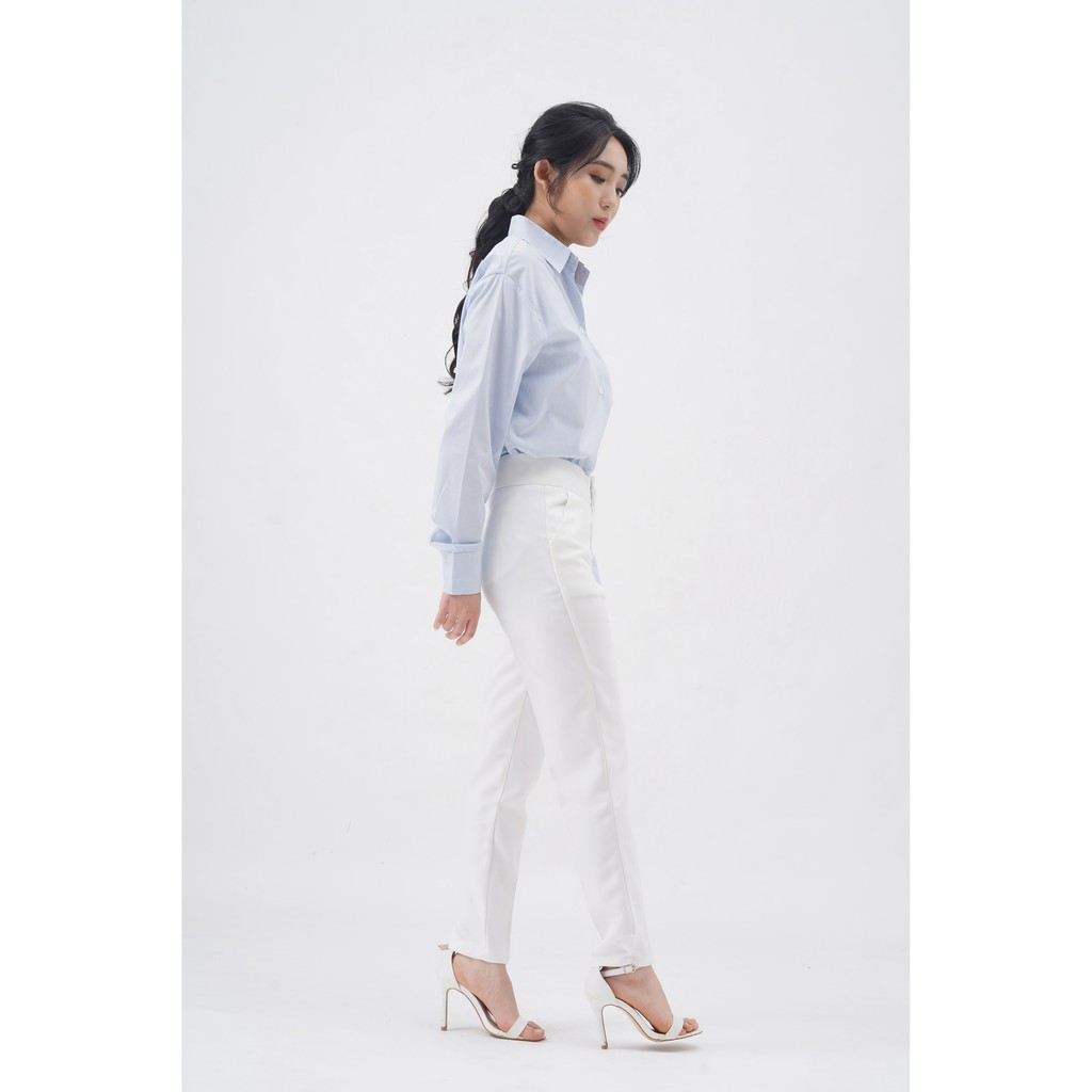 Áo sơ mi nữ kẻ xanh vạt chéo Skyline Harriet