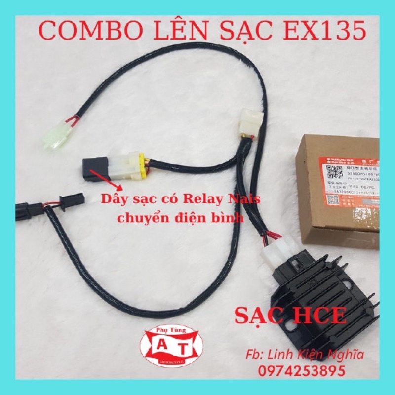 Combo lên sạc HCE cho xe Ex135 kèm dây lên sạc chuyển điện bình