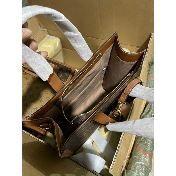 Túi quai xách set Lv Tote lớn kèm túi nhỏ hàng spsl nặng tay size 28 (có khoá miệng)