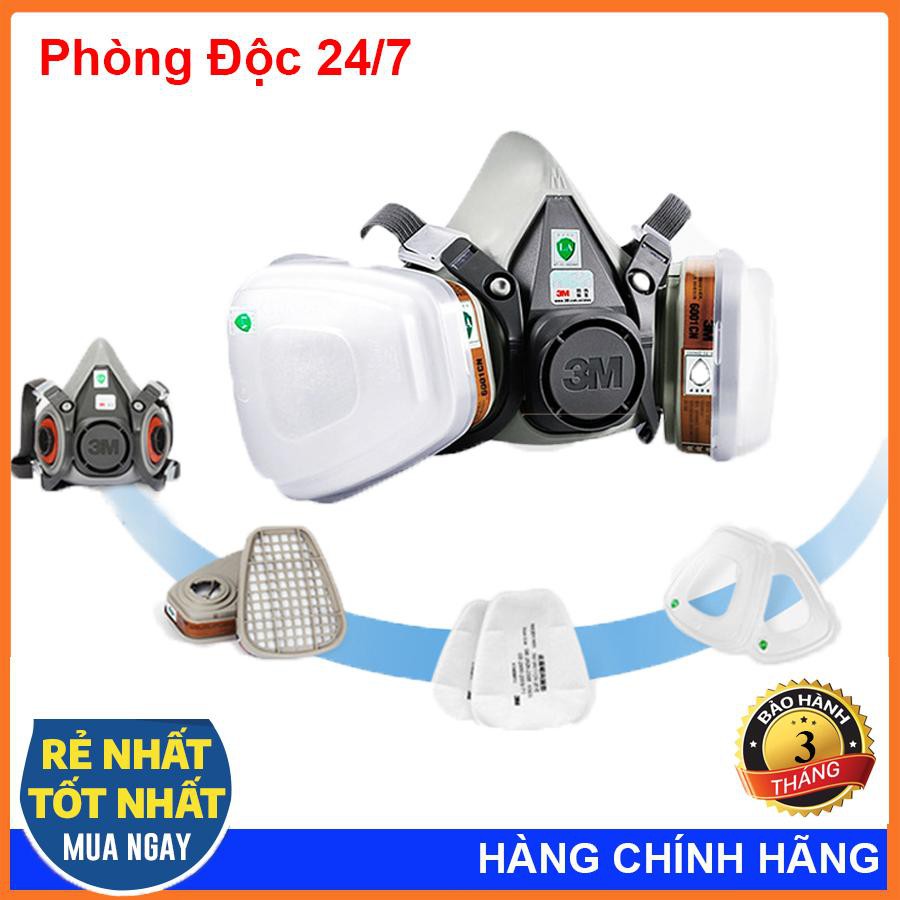 Mặt Nạ Phun Sơn ,Phun Thuốc Trừ Sâu,Chống Hóa Chất 3M 6200 Bộ Đầy Đủ