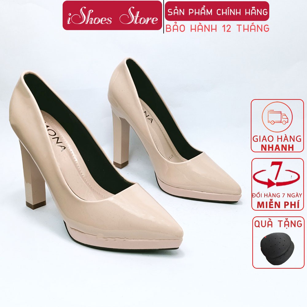 Giày cao gót đế đúp 11cm da bóng siê sang - D757