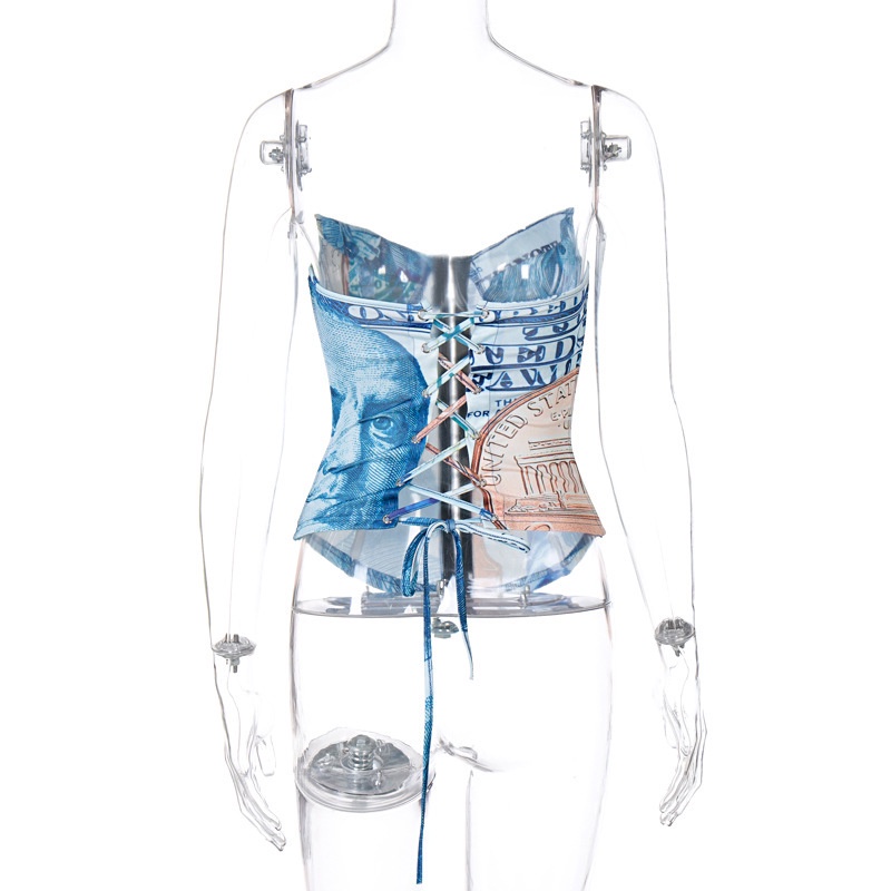 Áo Tank Top Trễ Vai Phối Ren Hoạ Tiết In Thiết Kế Quyến Rũ