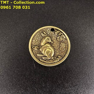 Mặt Đồng Xu Đồng Hình Con Thỏ; Xỏ lỗ đeo dây, làm đồ treo móc khóa-TMT Collection-SP002433