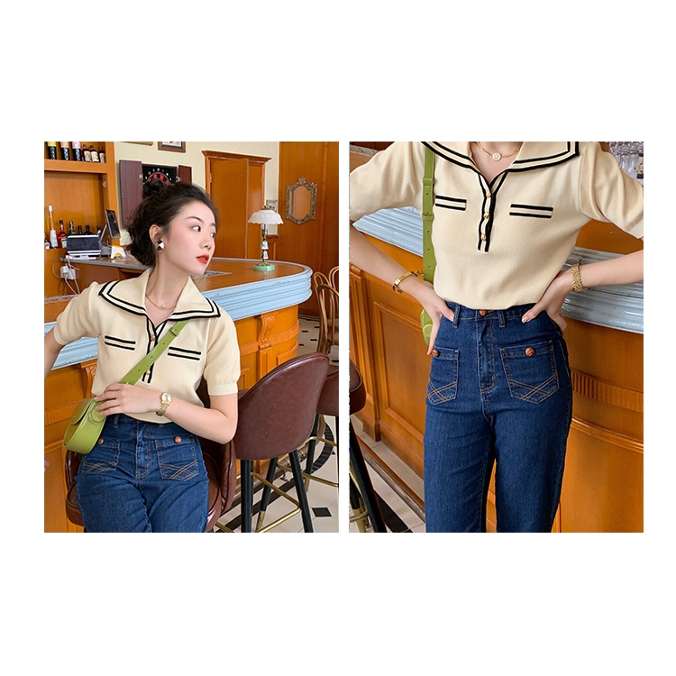 Áo croptop XIAOZHAINV dệt kim cổ chữ V thời trang mùa hè dành cho nữ