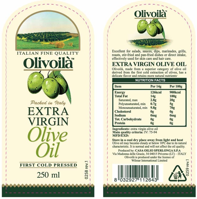 Dầu Olive nguyên chất Olivoila Extra Virgin 250ml