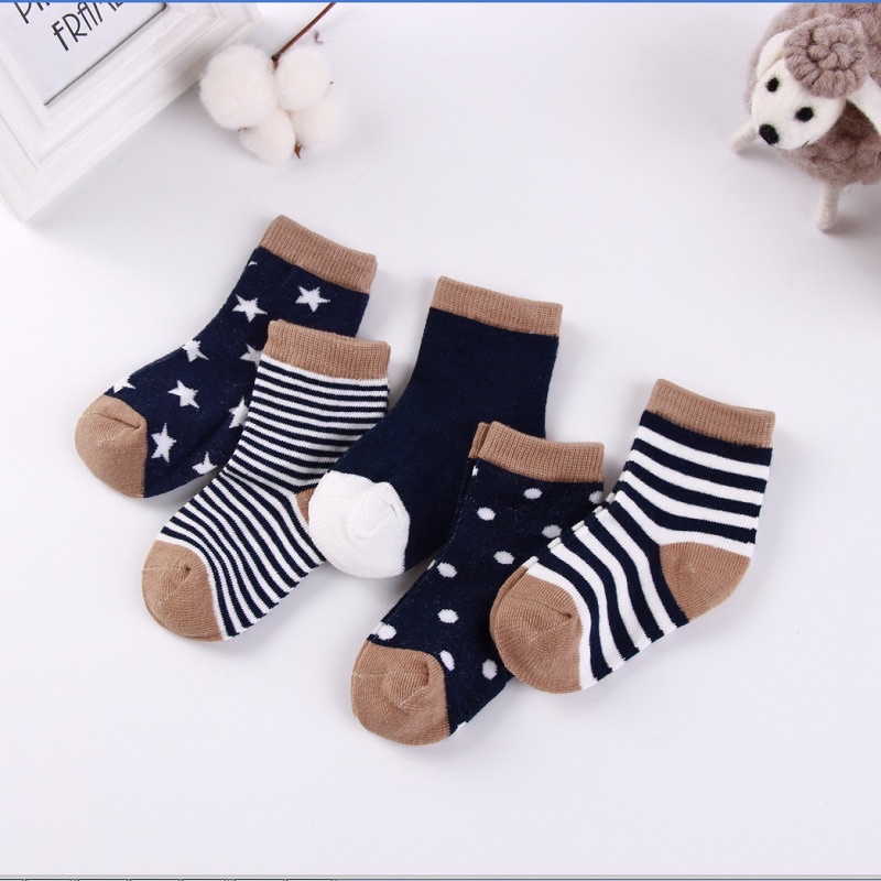 Sét 5 đôi tất COTTON Xinh xắn cho bé trai bé gái 1-8 tuổi