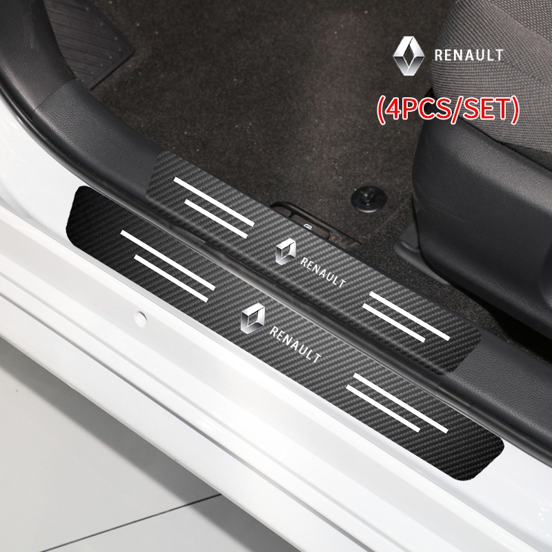 Set 4 Miếng Dán In Logo Bằng Sợi Carbon Chống Trượt Trang Trí Cửa Xe Hơi Renault Dust Megane 2 Logan Megane 3 Clio
