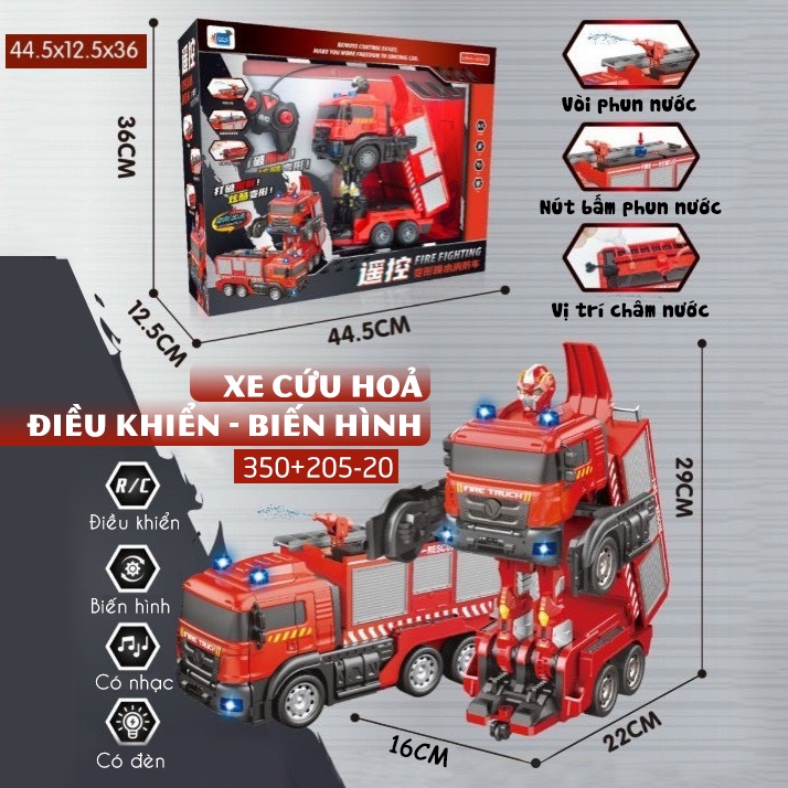 Đồ Chơi Mô Hình Chạy Pin Nhạc Đèn Biến Hình Siêu Nhân Robot Điều Khiển Từ Xa Xe Cứu Hoả Phun Nước Chữa Cháy