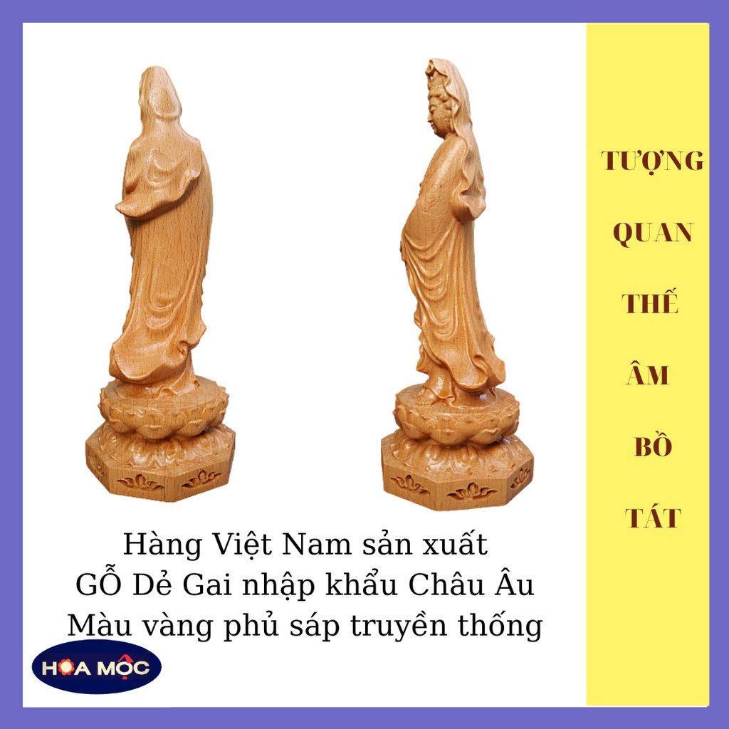 TƯỢNG PHẬT QUÂN ÂM BỒ TÁT [HOA MỘC] CHẤT LIỆU GỖ, CAO 20x7cm [FREE SHIP TOÀN QUỐC] TƯỢNG ĐỂ THỜ, ĐỂ XE HƠI, BÀN LÀM VIỆC