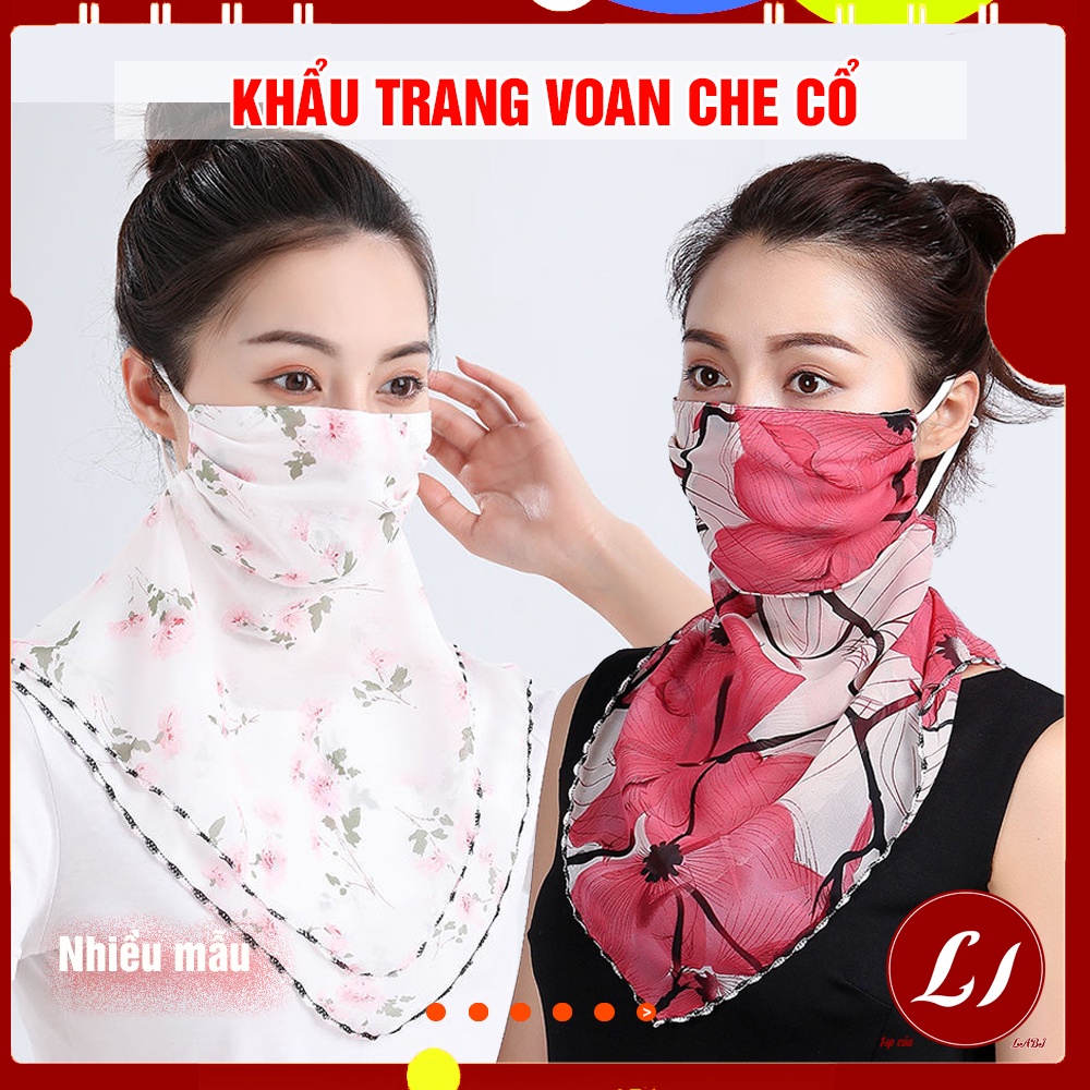 Khẩu trang VOAN DÀI 2 lớp che cổ siêu xinh, che bụi, nắng không gây bí