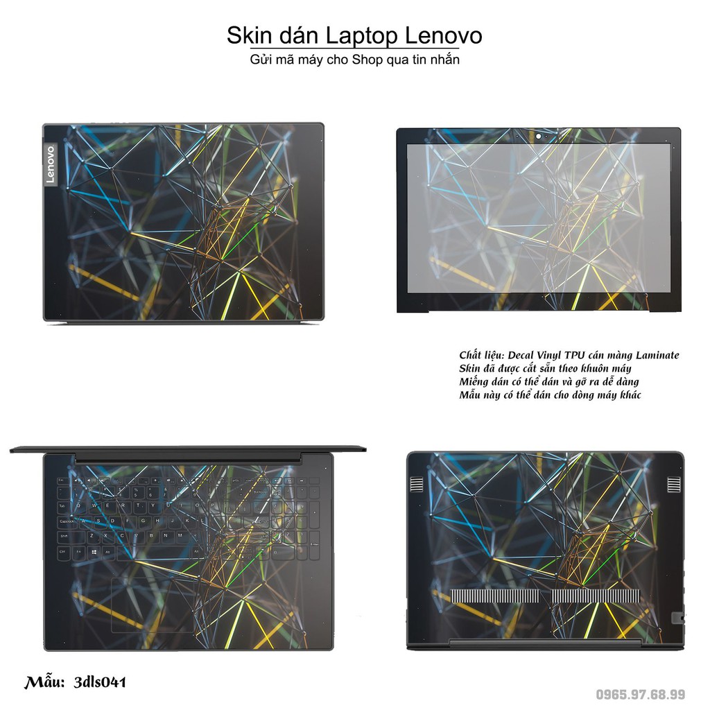 Skin dán Laptop Lenovo in hình 3D Green (inbox mã máy cho Shop)