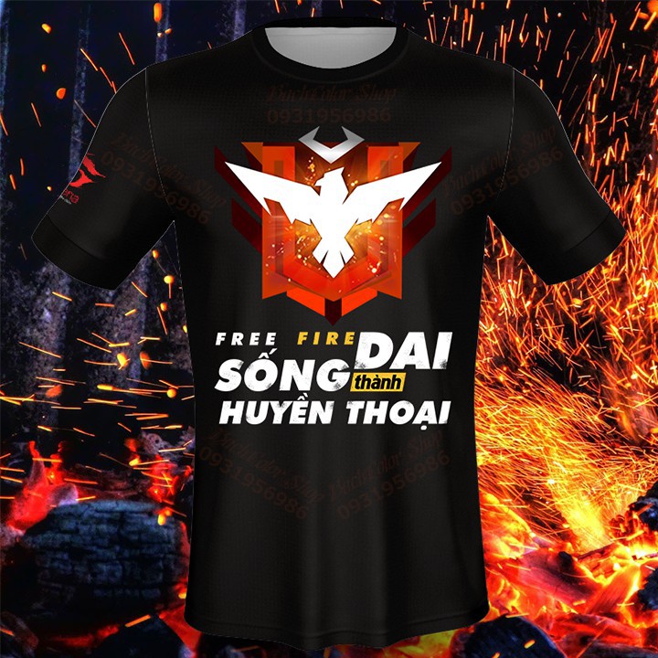 Áo Đen 3D Free Fire Rank Huyền Thoại