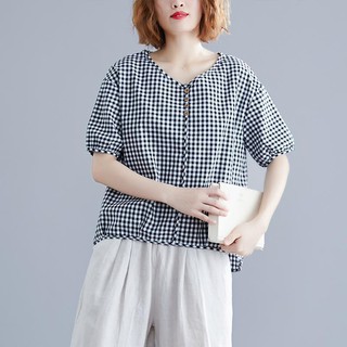 Áo Thun Nữ Form Rộng Sọc Ca Rô Cá Tính