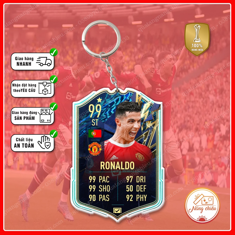 Móc khóa C.Ronaldo, thẻ cầu thủ bóng đá ☘️Quà Tặng Nắng Chiều☘️