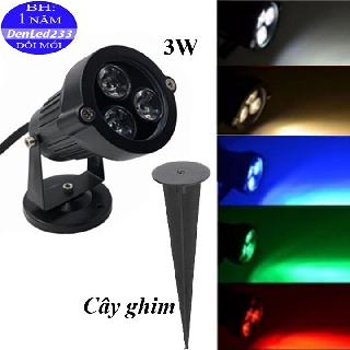 ĐÈN RỌI NGOÀI TRỜI 3W. SÁNG TRẮNG-VÀNG-DƯƠNG-LÁ-ĐỎ