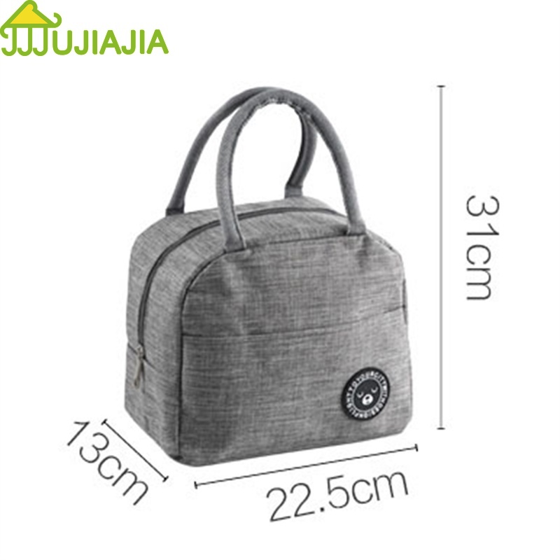 Túi Giữ Nhiệt JUJIAJIA Bằng Canvas Và Lá Nhôm Có Quai Cầm Dùng Đựng Cơm Trưa Cho Dân Văn Phòng