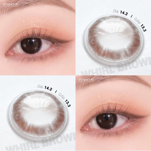 Bộ Kính Áp Tròng Cận Nâu Tự Nhiên Whirl Brown Và Nước Ngâm Lens Nhỏ Mắt Frenz B5