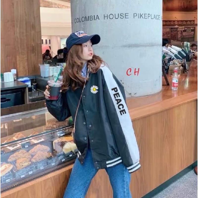 Áo bomber hoa cúc PEA phối tay COG566