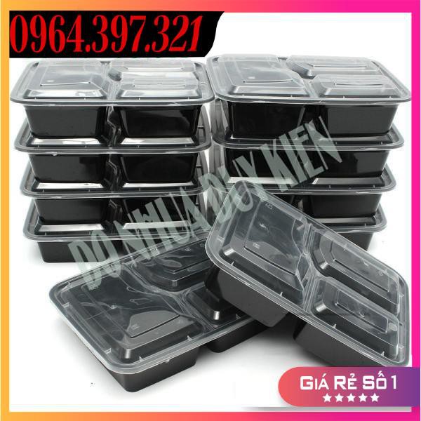 Sỉ 10 Khay Nhựa Đựng Cơm 4 Ngăn HT25 (kèm nắp) - NHẬT ANH