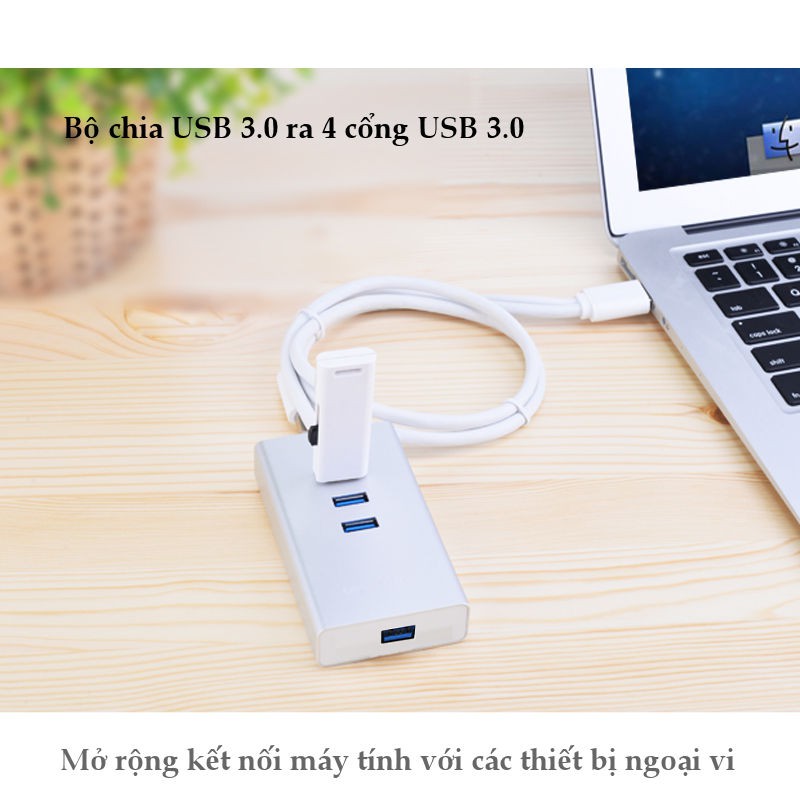 [Mã ELMALL300K giảm 5% đơn 500K] Bộ chia USB 3.0 sang 4 cổng USB 3.0 vỏ hợp kim nhôm chính hãng UGREEN CR126