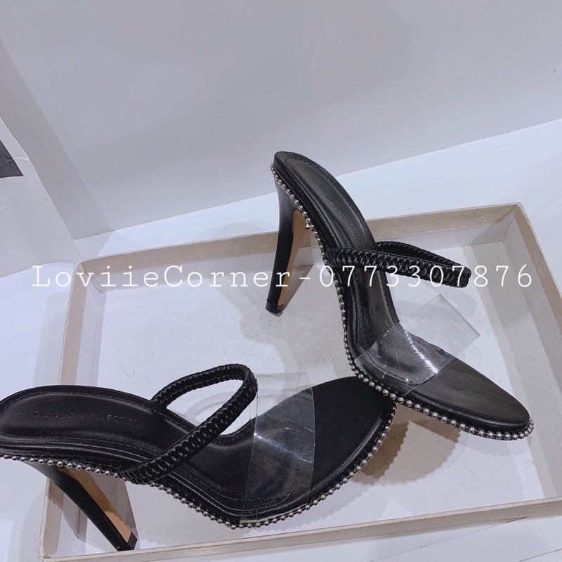 LOVIIECORNER - GIÀY SANDAL CAO GÓT 9 PHÂN QUAI TRONG  VIỀN BI- SANDAL CAO GÓT 9P QUAI TRONG MŨI TRÒN G191236