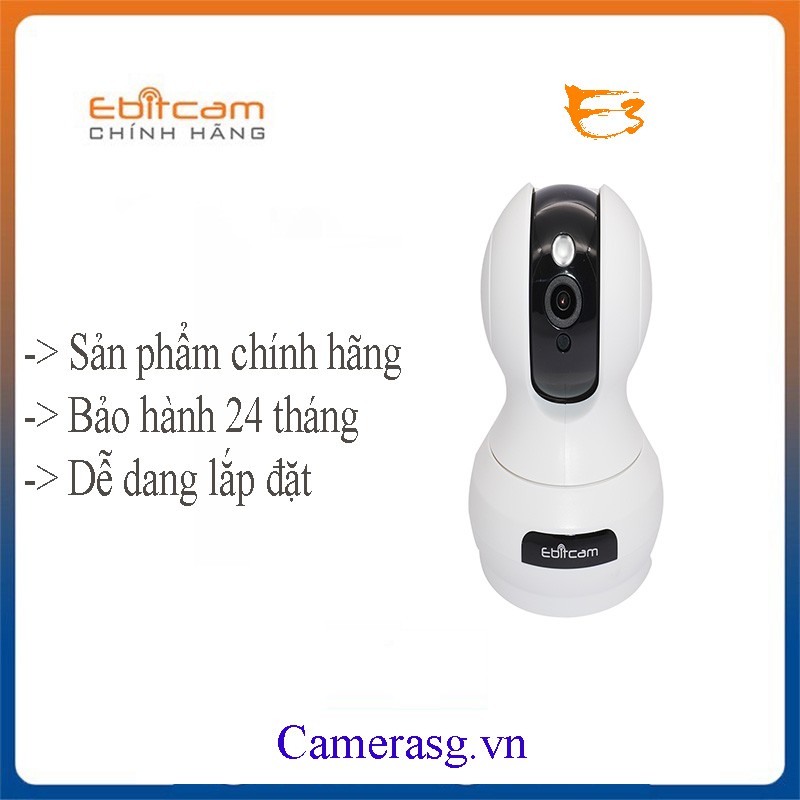 Camera IP Wifi EbitCam E3 2MP thu âm 360 độ, IR 10m, F3.6mm, video call, Phát hiện chuyển động, Giảm ồn thông minh