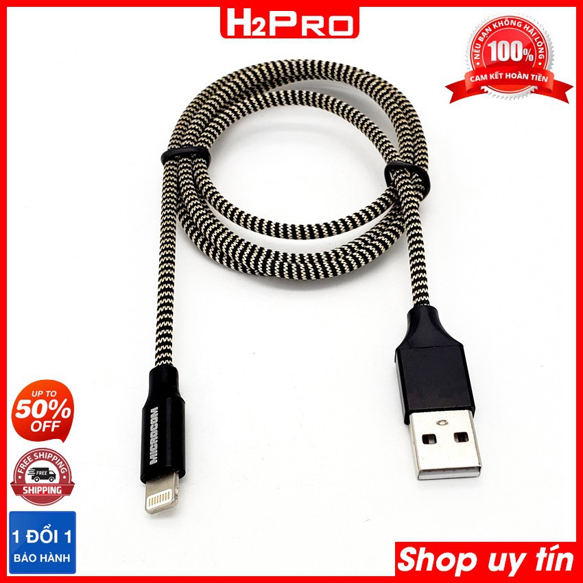 Dây sạc Iphone Microcom USB Data Cable NIKEN NK5 H2Pro, Cáp sạc bọc dù chống đứt dài 1m hoặc 2m